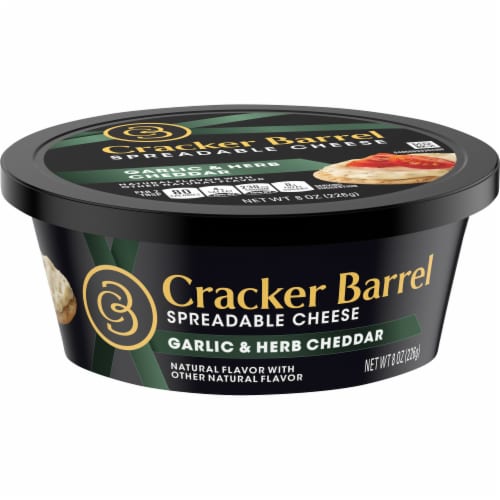 Cracker Barrel Garlic & Herb Cheddar Spreadable Cheese Perspective: left