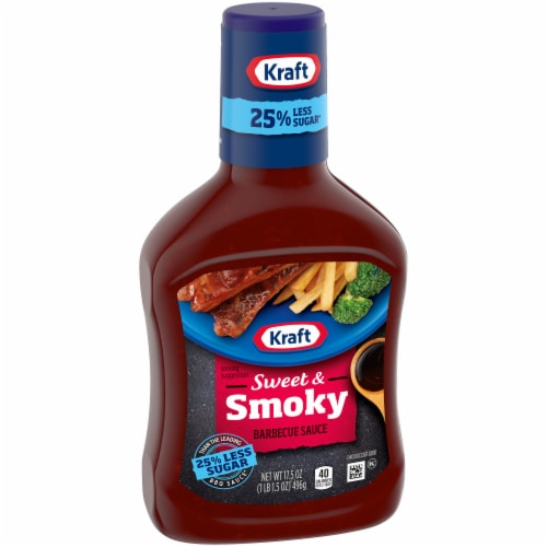 Kraft Sweet & Smoky BBQ Barbeque Sauce with 25% Less Sugar Perspective: left