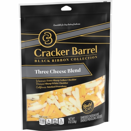 Cracker Barrel Three Cheese Blend Bold Cut Shredded Cheese Perspective: left