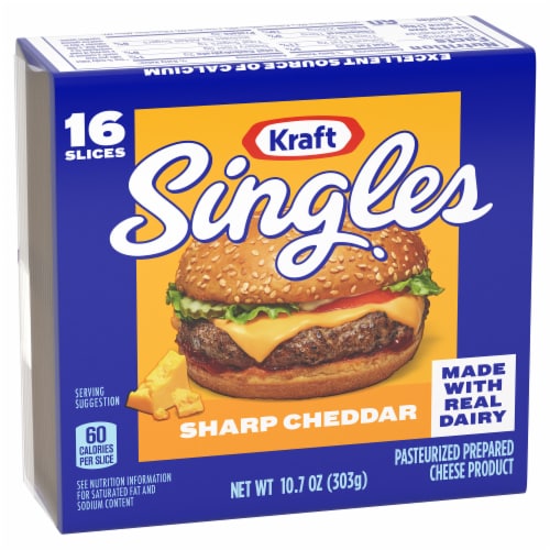 Kraft Singles Sharp Cheddar Cheese Slices Perspective: left