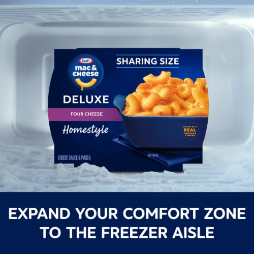 Kraft Frozen Meal Four Cheese Mac & Cheese Macaroni and Cheese Dinner Sharing Size Perspective: left