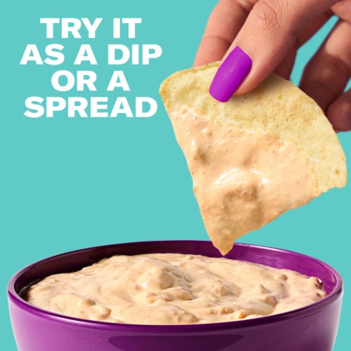 Taco Bell Creamy Crunch-Dip Supreme Cravings Dip, Jar Perspective: left