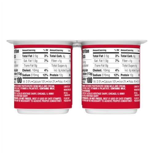 Breakstone's Lowfat Small Curd Cottage Cheese with 2% Milkfat, 4 ct Pack, 4 oz Cups Perspective: left