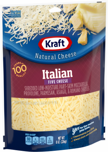 Kraft Italian Five Cheese Shredded Cheese Perspective: left