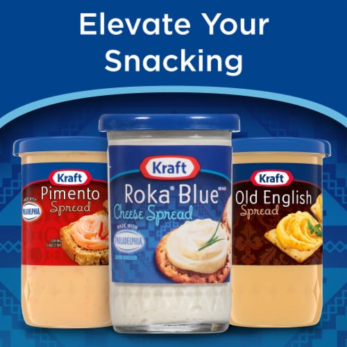 Kraft Roka Blue Cheese Spread made with Philadelphia Cream Cheese, Jar Perspective: left