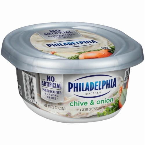 Philadelphia Chive and Onion Cream Cheese Perspective: left