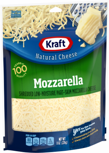 Kraft Part Skim Mozzarella Shredded Cheese Perspective: left