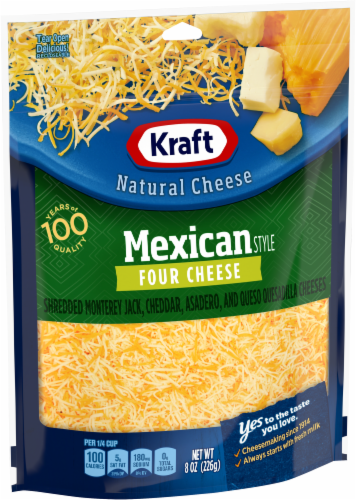 Kraft Four Cheese Mexican Shredded Cheese Perspective: left