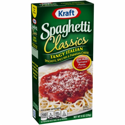 Kraft Spaghetti Classics Tangy Italian Spaghetti Spices & Parmesean Cheese Meal Mix Perspective: left