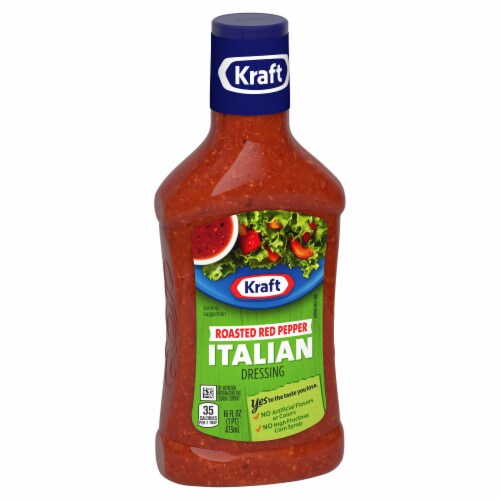 Kraft Roasted Red Pepper Italian Salad Dressing Perspective: left