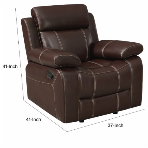 Coaster Myleene Faux Leather Glider Recliner in Chestnut Perspective: left