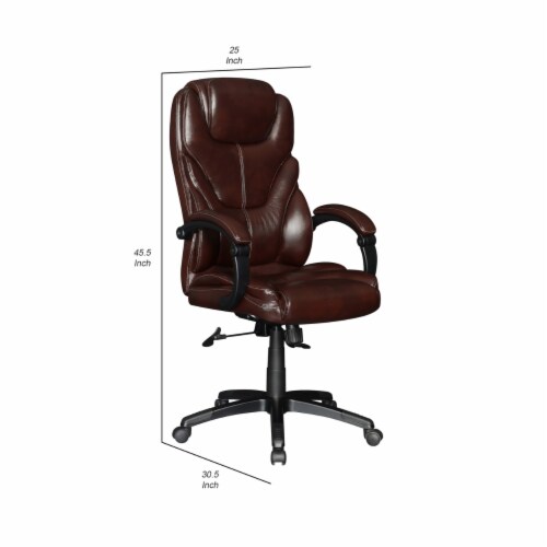 Leatherette Office Chair with Curved Arms and Contrast Stitching Brown Saltoro Sherpi 1 unit Smith s Food and Drug