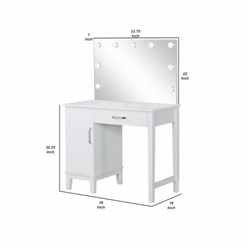 Coaster Vanity Set with Led Lights in White and Dark Grey Perspective: left