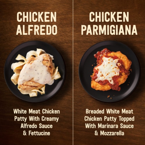 Marie Callender's Duos Chicken Alfredo & Chicken Parmigiana Frozen Meal Perspective: left