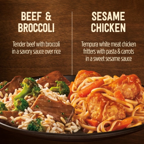 Marie Callender's Duos Beef & Broccoli & Sesame Chicken Frozen Meal Perspective: left