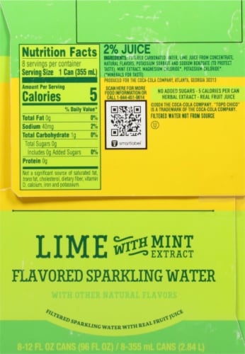 Topo Chico Sabores Lime With Mint Extract Cans Perspective: left