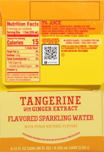 Topo Chico Sabores Tangerine With Ginger Extract Cans Perspective: left