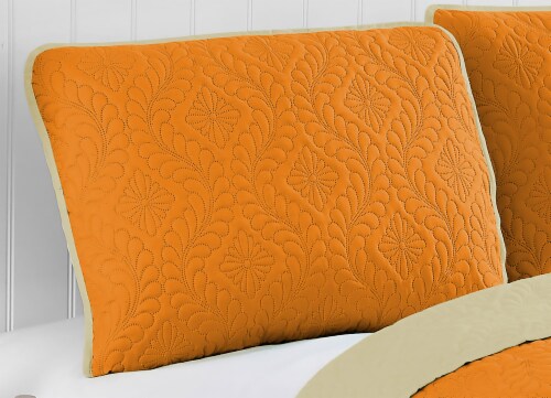 Harper Lane Solid Medallion Orange Reverse To Tan 2 Piece Quilt Set Perspective: left