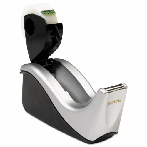 Scotch Value Desktop Tape Dispenser Attached 1  Core Black/Silver C60ST Perspective: left