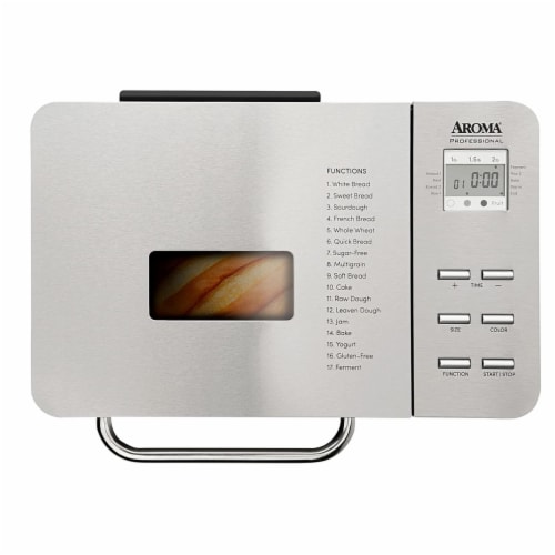 Aroma Housewares Stainless Steel 2 Pound Digital Bread Maker - Silver Perspective: left
