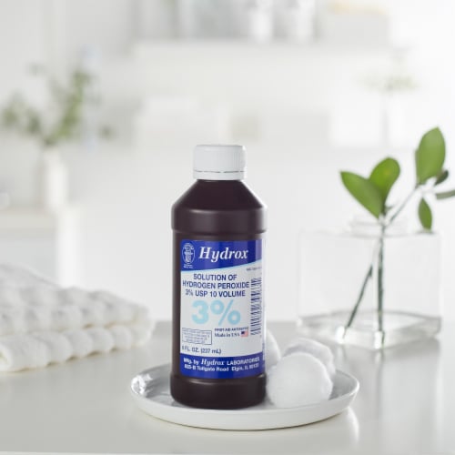 McKesson Antiseptic Hydrogen Peroxide 8 oz. Bottle Topical Liquid 3% Strength Perspective: left