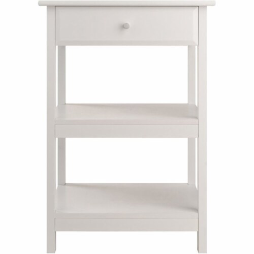 Winsome Delta 2 Shelf Transitional Wooden Printer Stand in White Perspective: left