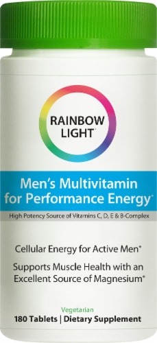 Rainbow Light Men's Multivitamin for Performance Energy Perspective: left