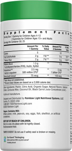 Rainbow Light Probiolicious Probiotic and Prebiotic Gummies, Berry Flavor, 50 Count, 1 Bottle Perspective: left