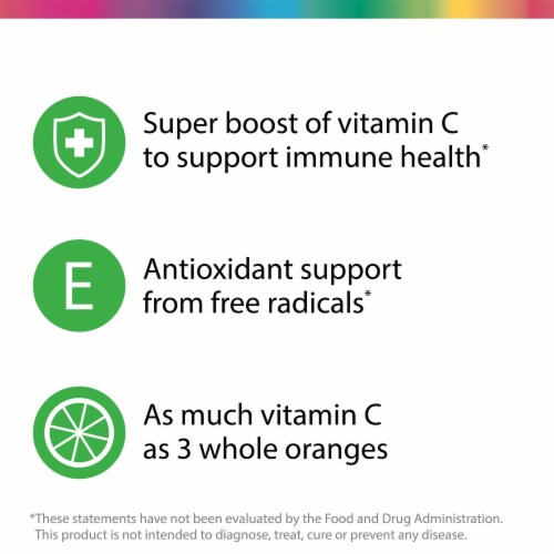 Rainbow Light High-Potency Vitamin C Gummies Antioxidant and Immune Support Supplement Perspective: left