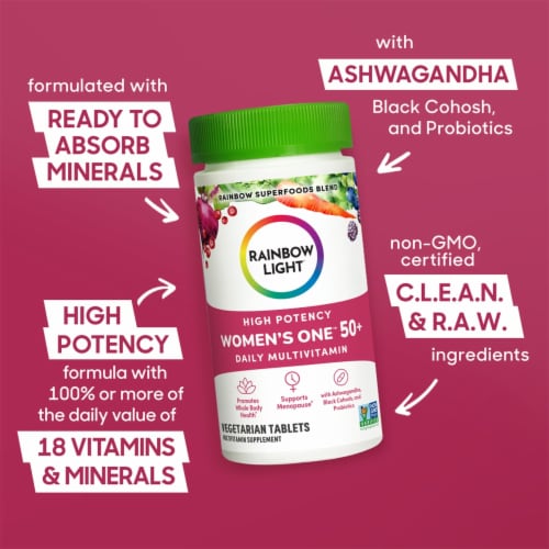 Rainbow Light High Potency Women's Daily Vitamin Perspective: left