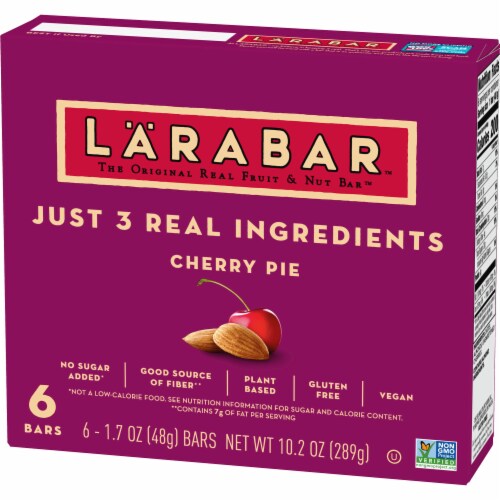 Larabar Cherry Pie Gluten Free Vegan Fruit & Nut Bars Perspective: left