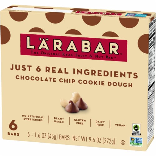 Larabar Chocolate Chip Cookie Dough Gluten Free Vegan Fruit Nut Bars Perspective: left