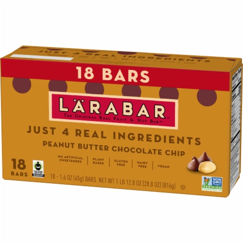 Larabar Gluten Free Vegan - Peanut Butter Chocolate Chip Fruit & Nut Bars Healthy Snacks Perspective: left