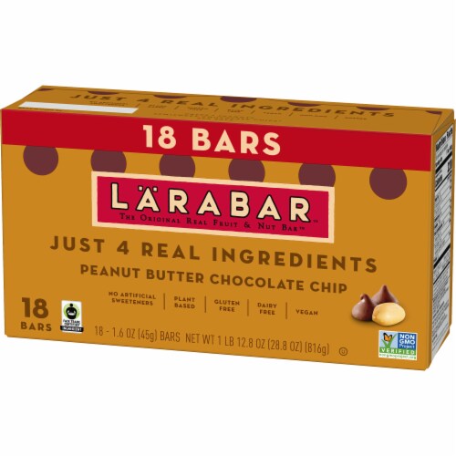 Larabar Peanut Butter Chocolate Chip Fruit and Nut bars Perspective: left