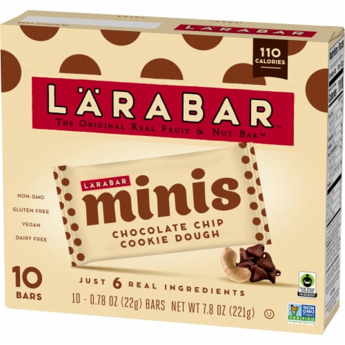 Larabar Chocolate Chip Cookie Dough Mini Bar Gluten Free Vegan Bar Perspective: left