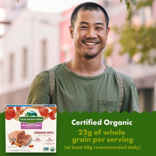 Cascadian Farm™ Organic No Sugar Added Cinnamon Apple Chewy Bars Perspective: left