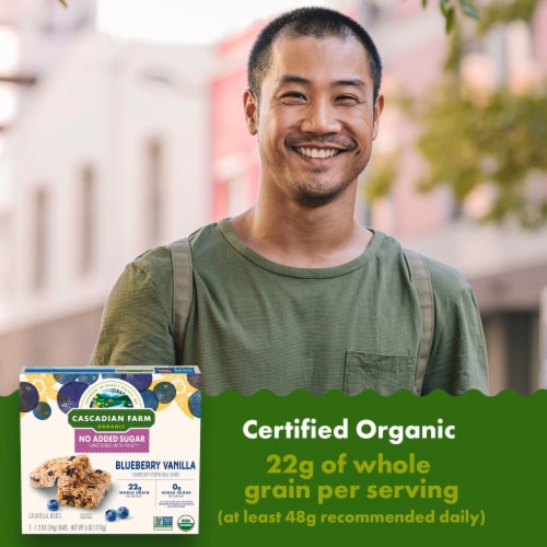 Cascadian Farm™ Organic No Sugar Added Blueberry Vanilla Chewy Bars Perspective: left