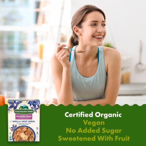 Cascadian Farm Organic No Added Sugar Vanilla Crisp Cereal Perspective: left
