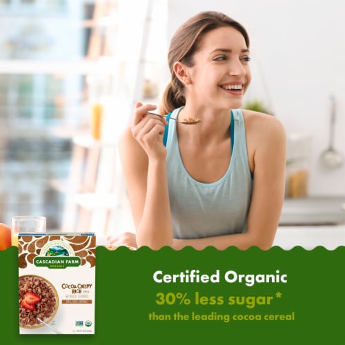 Cascadian Farm Organic Cocoa Crispy Rice Cereal Perspective: left