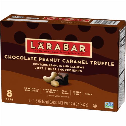 Larabar Chocolate Peanut Caramel Truffle Gluten Free Vegan Bars Perspective: left