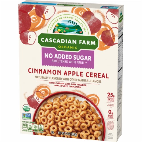 Cascadian Farm Organic No Added Sugar Cinnamon Apple Cereal Perspective: left
