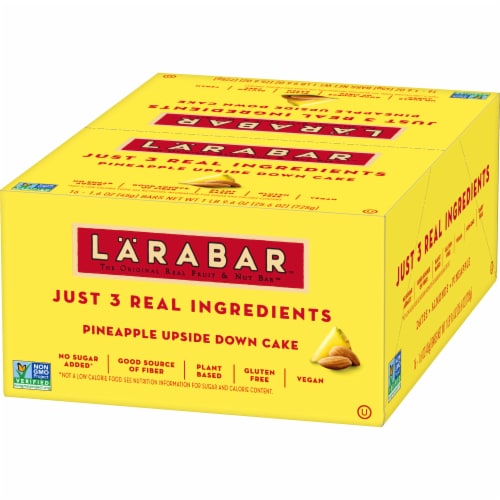 Larabar Pineapple Upside Down Cake Gluten Free Vegan Fruit Nut Bars Perspective: left