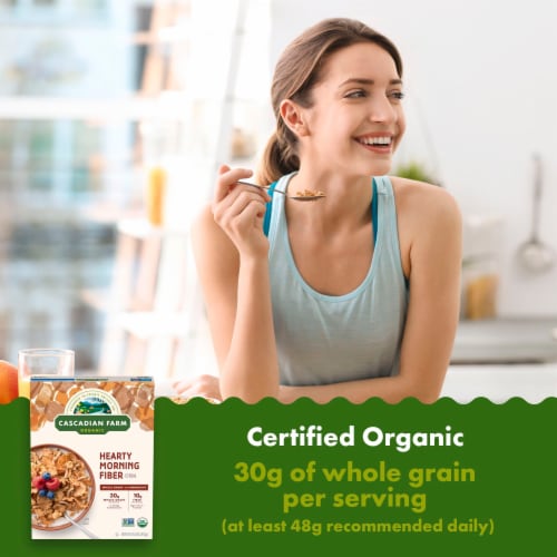 Cascadian Farm Organic Hearty Morning Fiber Cereal Perspective: left