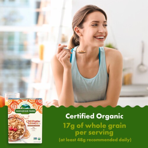Cascadian Farm Organic Cinnamon Crunch Cereal Perspective: left