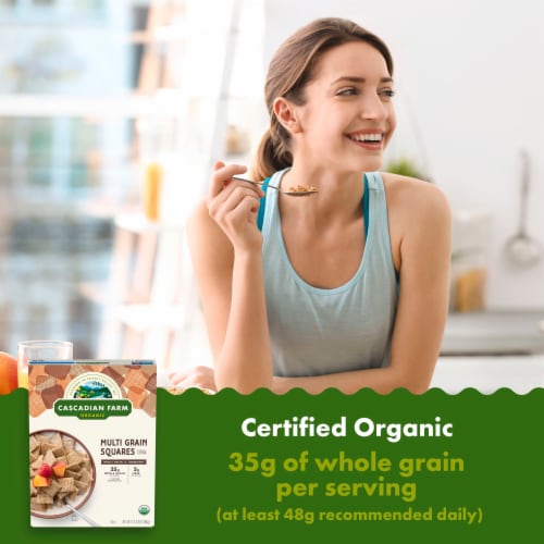 Cascadian Farm Organic Multi Grain Squares Cereal Perspective: left