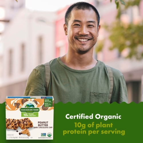 Cascadian Farm™ Organic Peanut Butter Dark Chocolate Chip Protein Bars Perspective: left