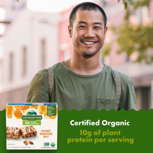 Cascadian Farm™ Organic Honey Roasted Nut Chewy Plant Protein Bars Perspective: left