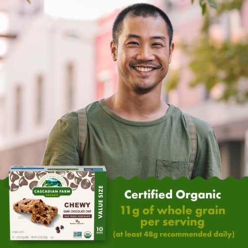 Cascadian Farm™ Organic Whole Grain Chewy Dark Chocolate Chip Granola Bars Value Size Perspective: left