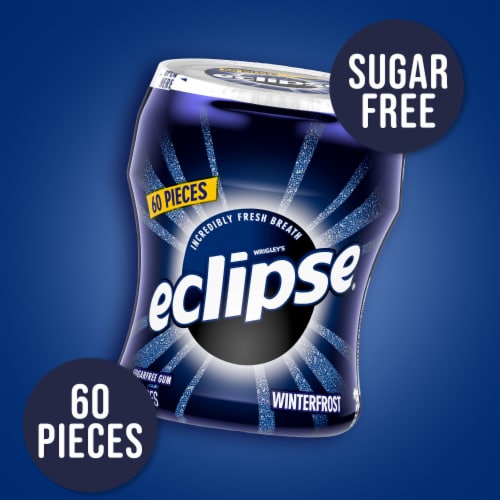 Eclipse Winterfrost Sugar Free Chewing Gum Bottle Perspective: left