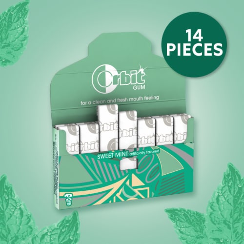 Orbit Gum Sweet Mint Sugar Free Chewing Gum Single Pack Perspective: left